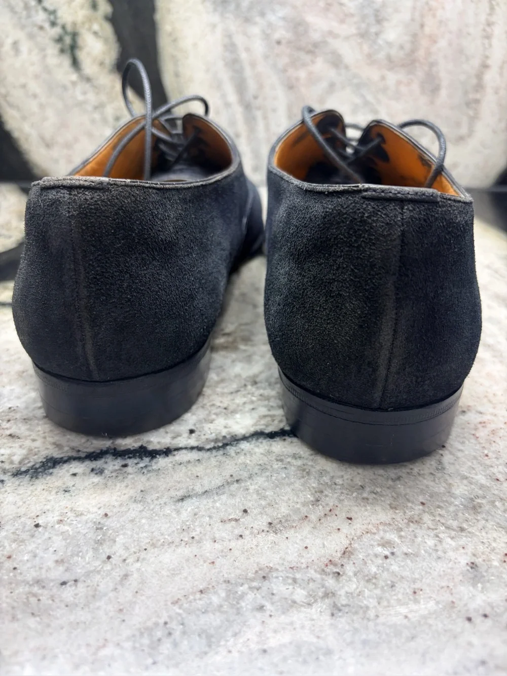 Vintage A. Testoni Black Suede Cap Toe Oxfords Italy 10 D Bologna